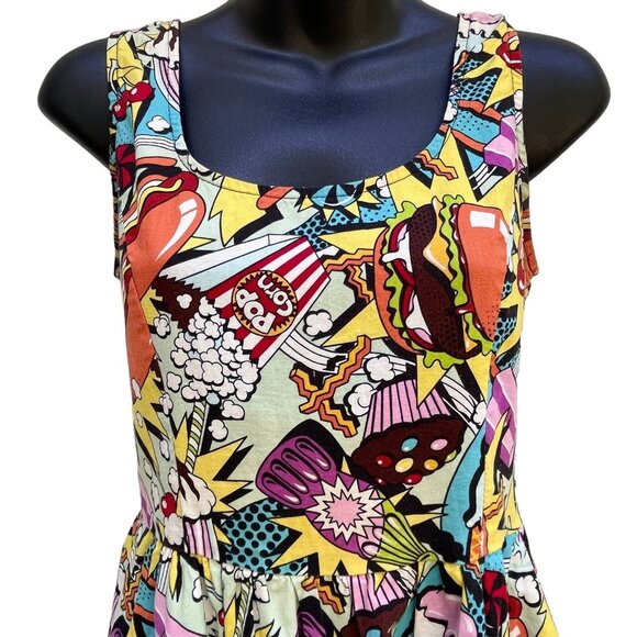 Fun Comic Book Pop Sleeveless Fit & Flare Retro Above Knee Dress Women’s S - Picture 3 of 11